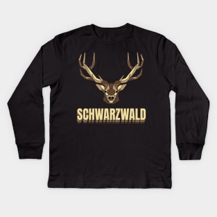 Schwarzwald Hirsch Geweih Low Polygon Schwaben Kids Long Sleeve T-Shirt